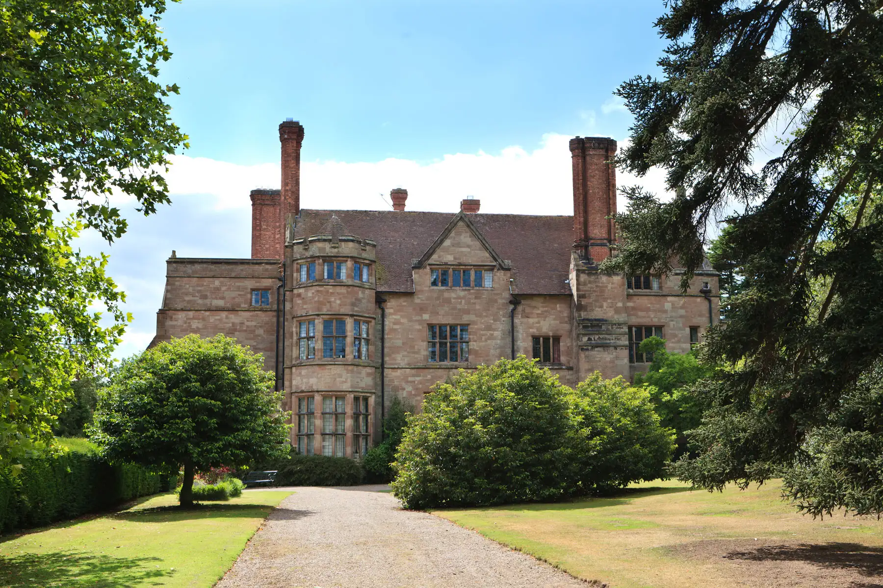 Front lawn and main facade of Adcote Hall wedding venue