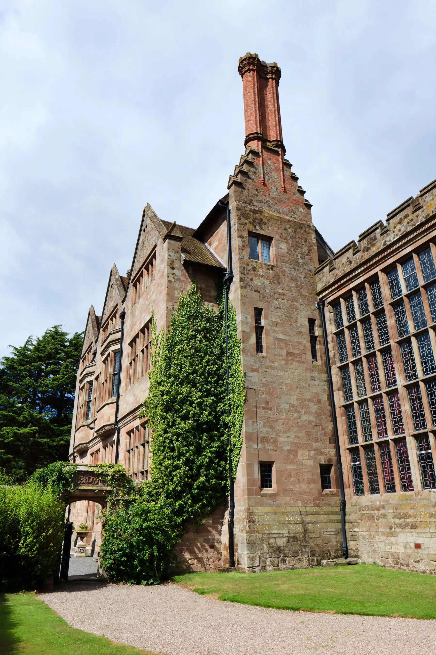 Rear garden and pathways at Adcote Hall venue