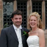 Wedding couple review portrait