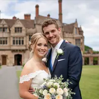 Bride and groom review portrait