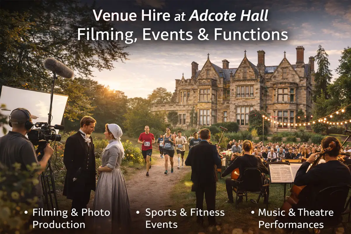 Venue hire at Adcote Hall in Shropshire for weddings, corporate events and private functions