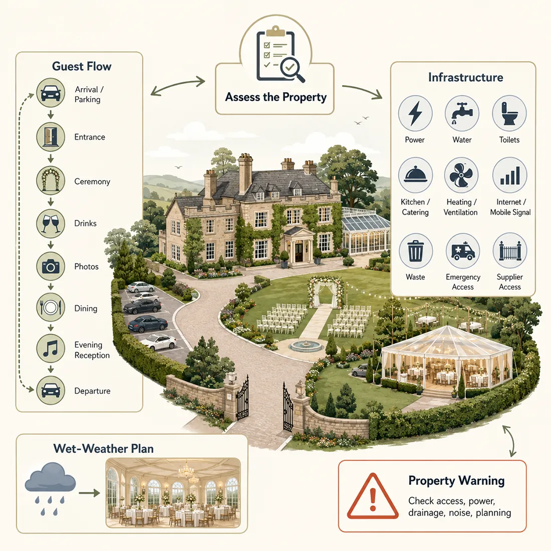 Wedding venue property assessment infographic